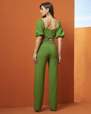 Tailored Top+Straight Trousers Set
