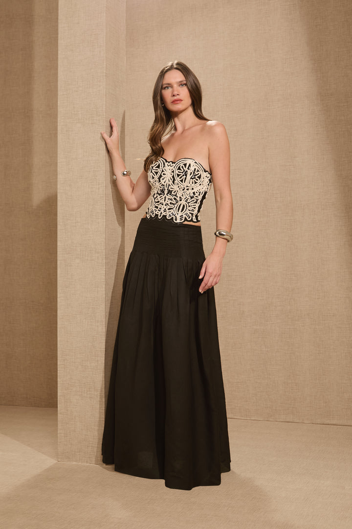 Long Dress with Embroidered Top