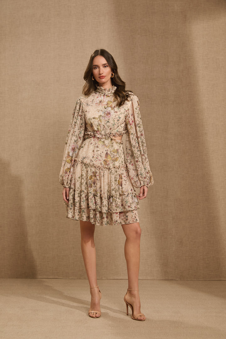 Short Floral Ruffle Dress