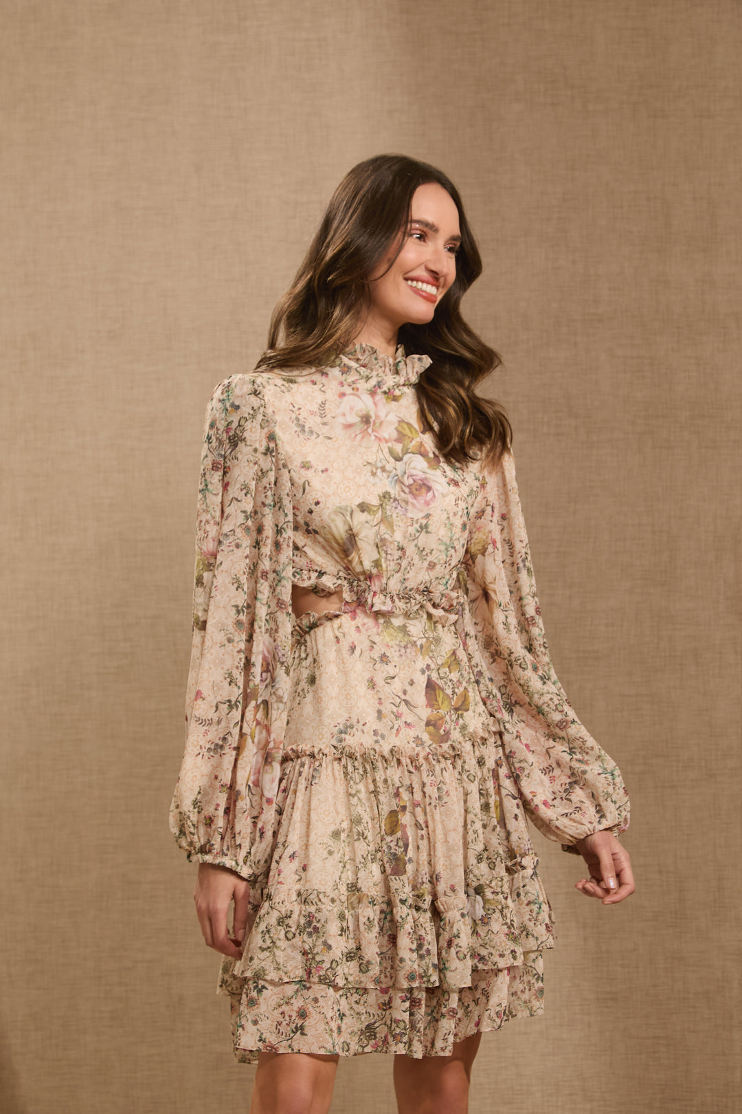 Short Floral Ruffle Dress