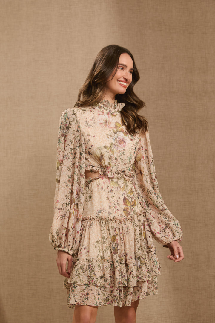 Short Floral Ruffle Dress
