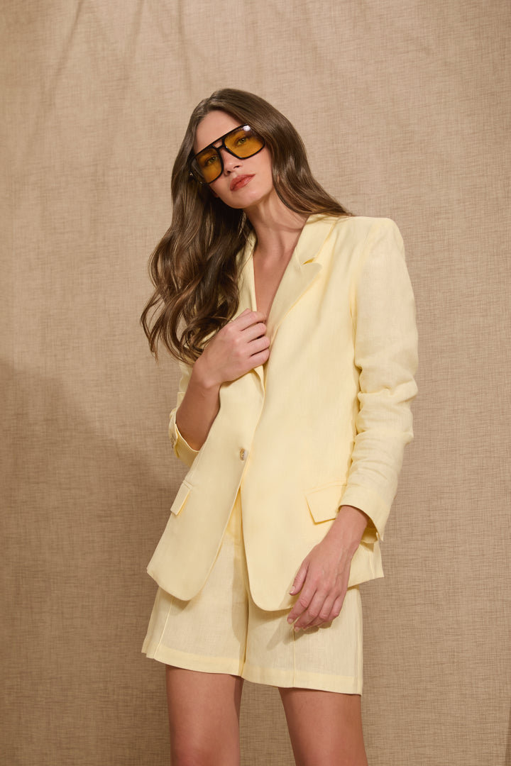 Linen Blazer+Shorts Set