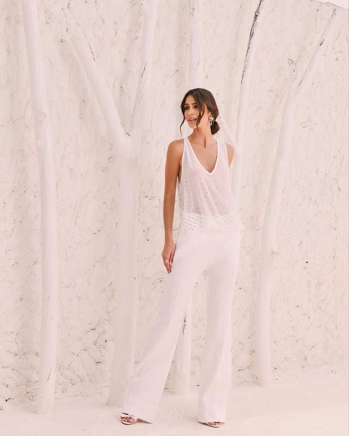 Anne Fernandes Rhinestone Blouse+Pants Set