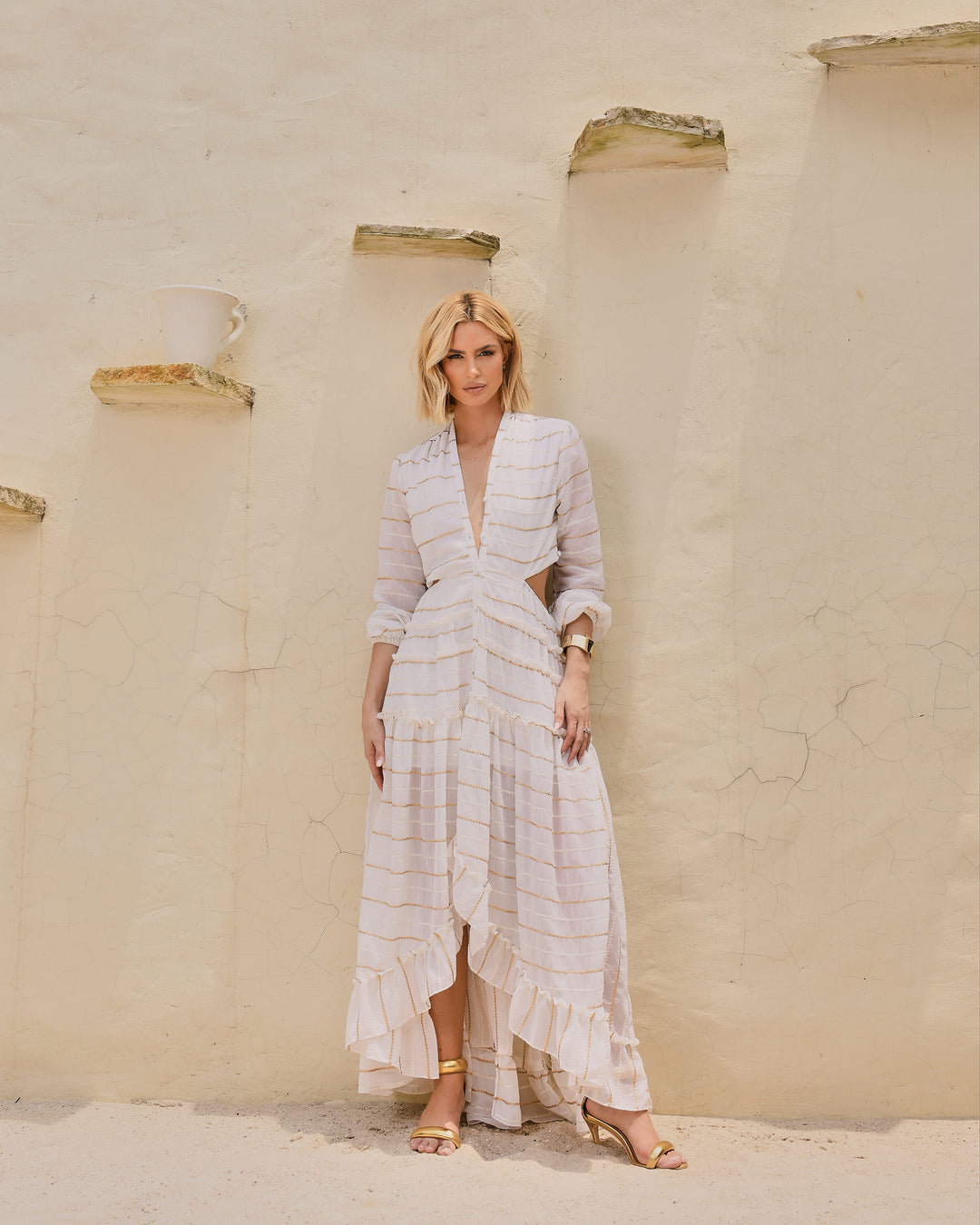 Anne Fernandes Long Ruffled Dress