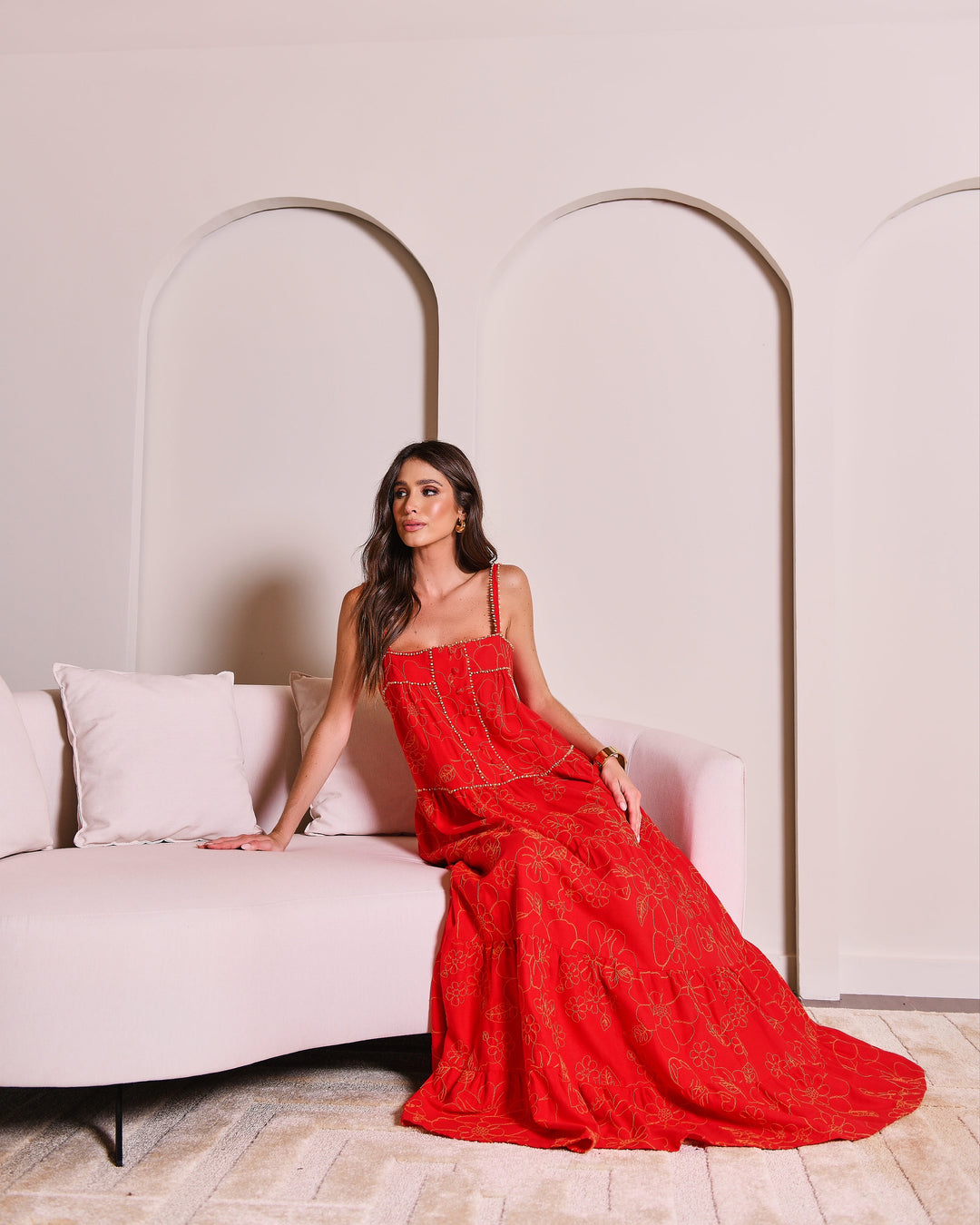 Vestido Longo Bordado Anne Fernandes