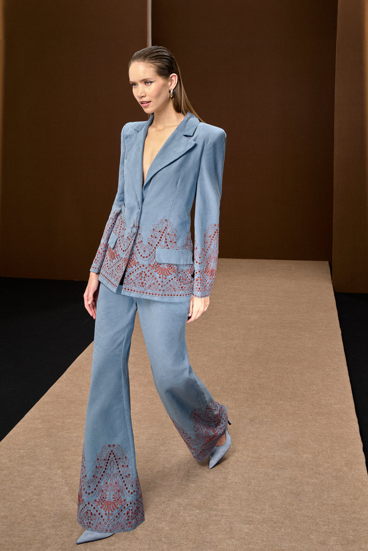 Anne Fernandes Embroidered Blazer+Pants Set