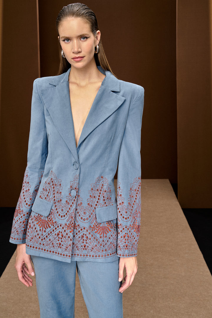 Anne Fernandes Embroidered Blazer+Pants Set