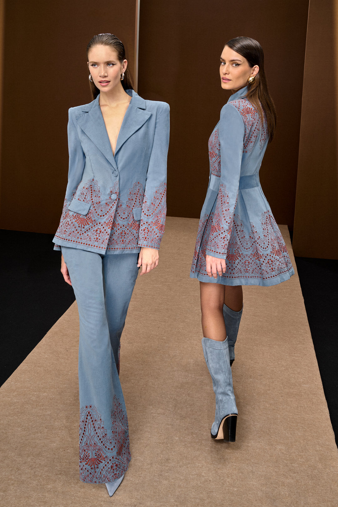 Anne Fernandes Embroidered Blazer+Pants Set