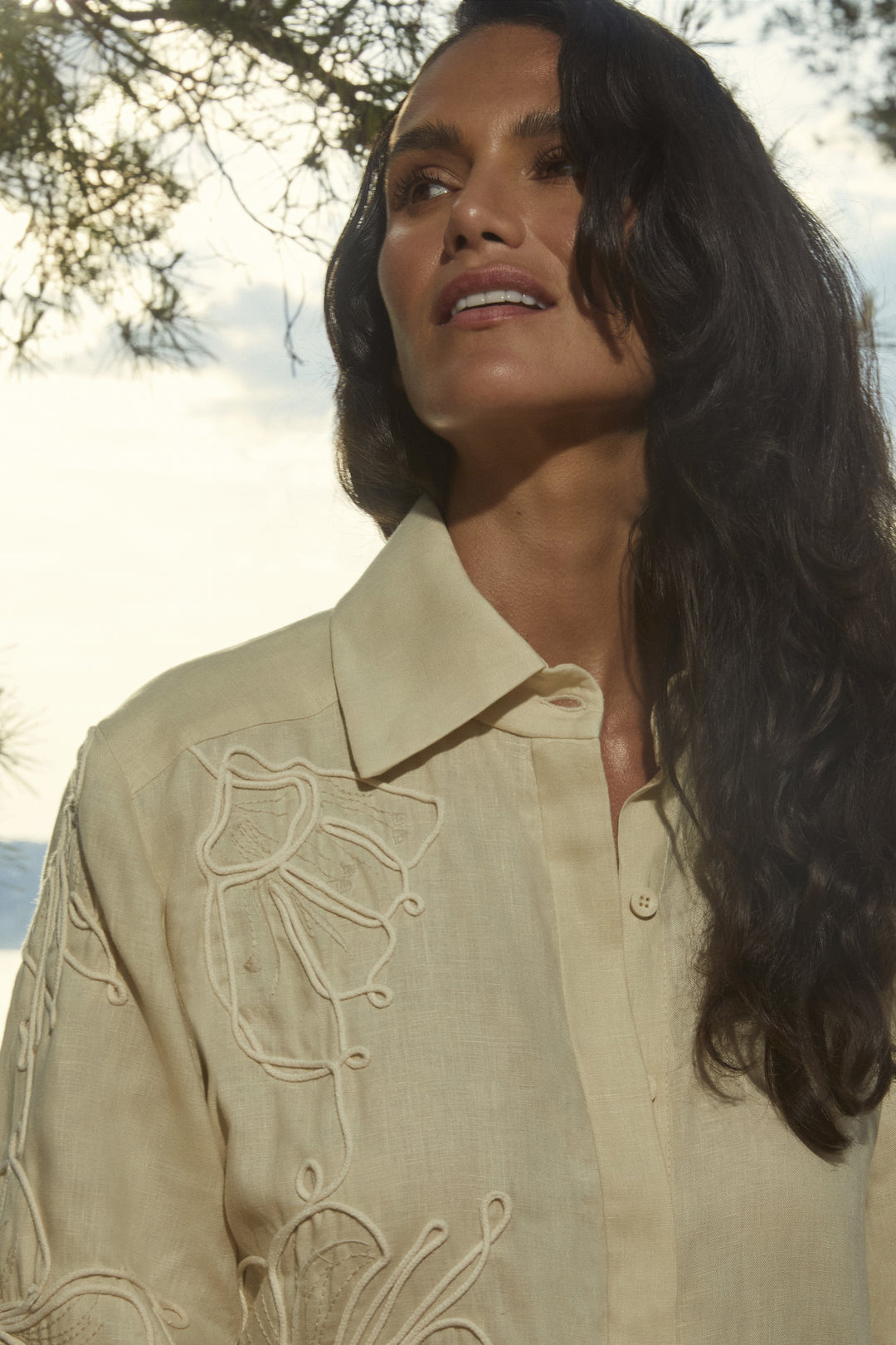 Anne Fernandes Embroidered Linen Shirt+Shorts Set