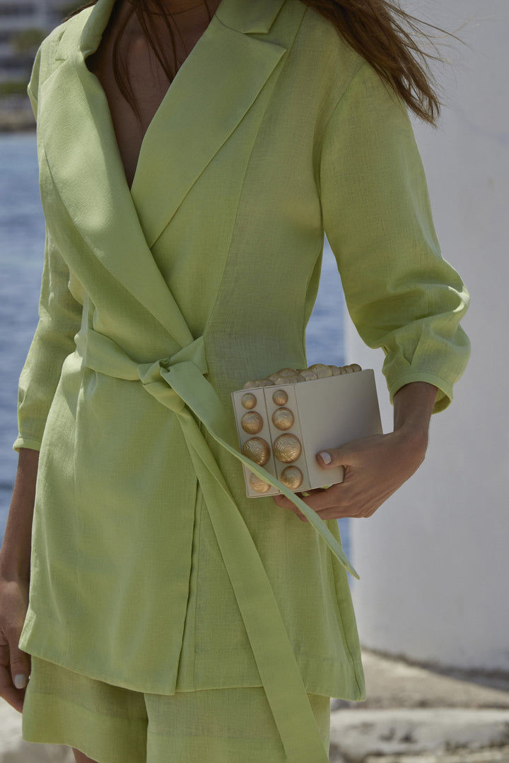 Anne Fernandes Tie-Up Blazer+Shorts Set