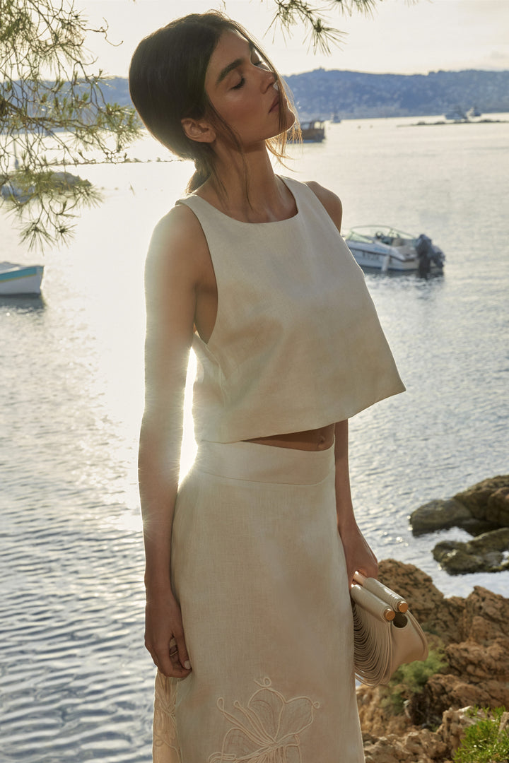 Anne Fernandes Linen Top+Pants Set