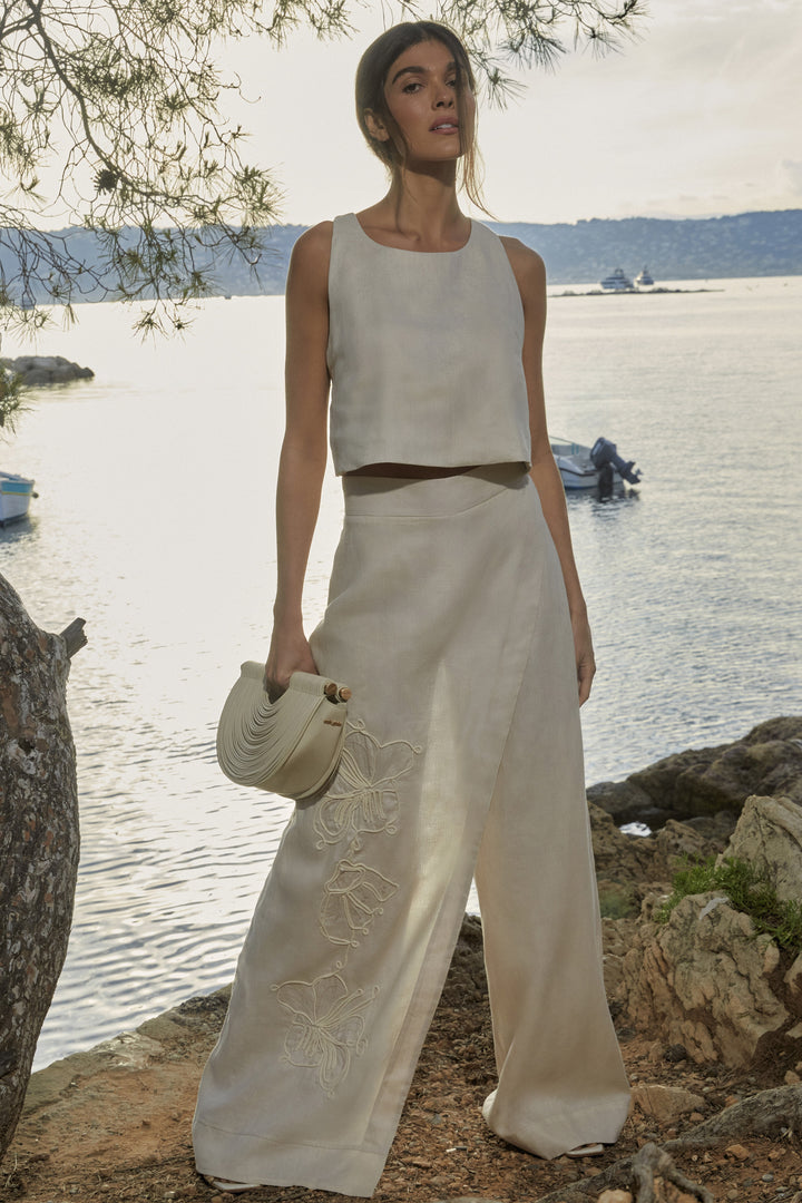 Anne Fernandes Linen Top+Pants Set