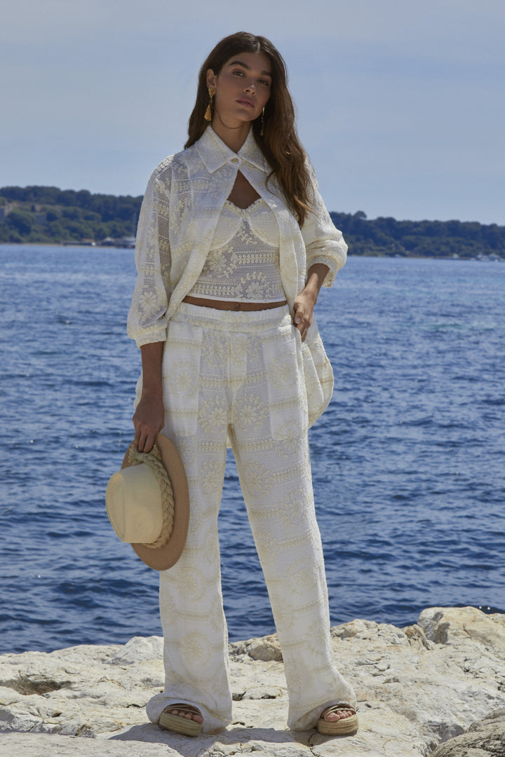 Anne Fernandes Embroidered Corset+Shirt+Pants Set