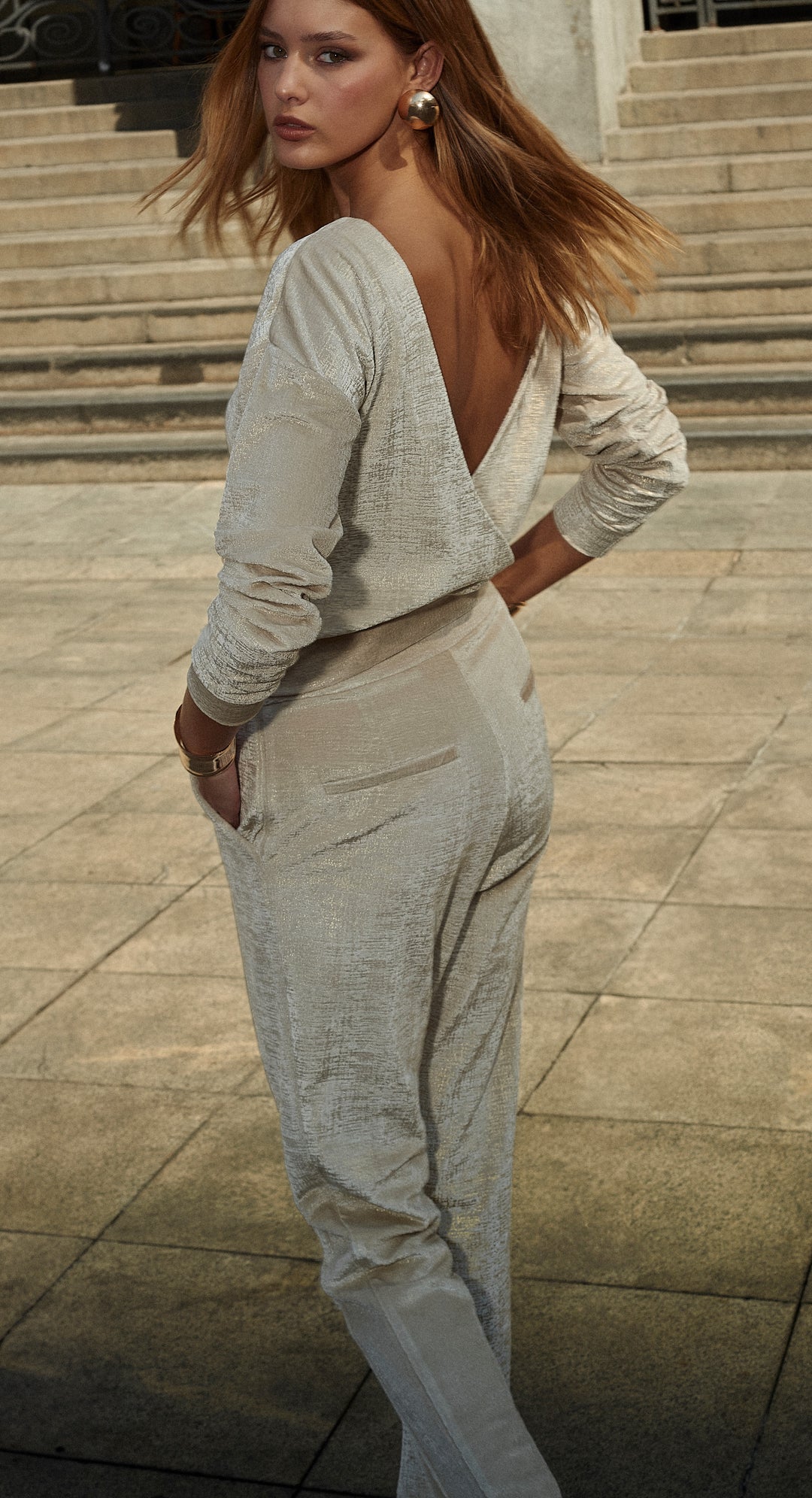 Anne Fernandes Metallic Blouse+Pants Set