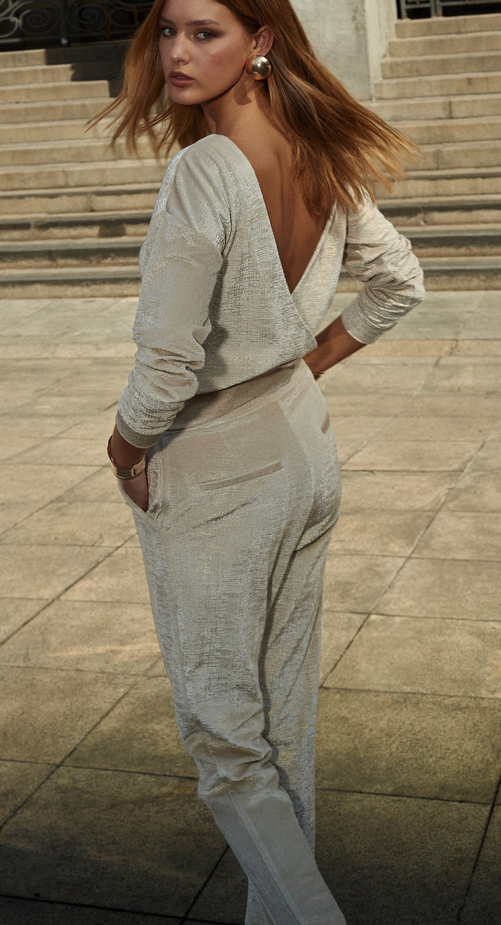 Anne Fernandes Metallic Blouse+Pants Set