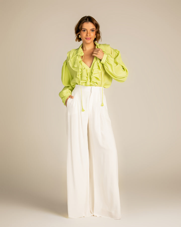Anne Fernandes Ruffled Collar Bata Blouse