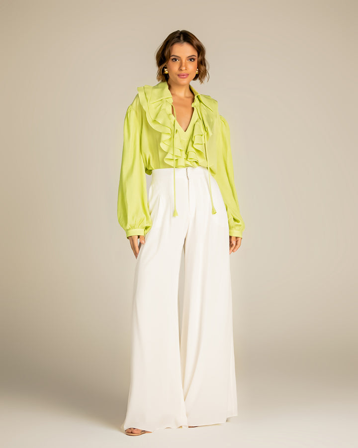 Anne Fernandes Ruffled Collar Bata Blouse