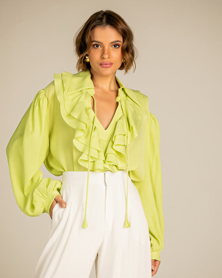 Anne Fernandes Ruffled Collar Bata Blouse