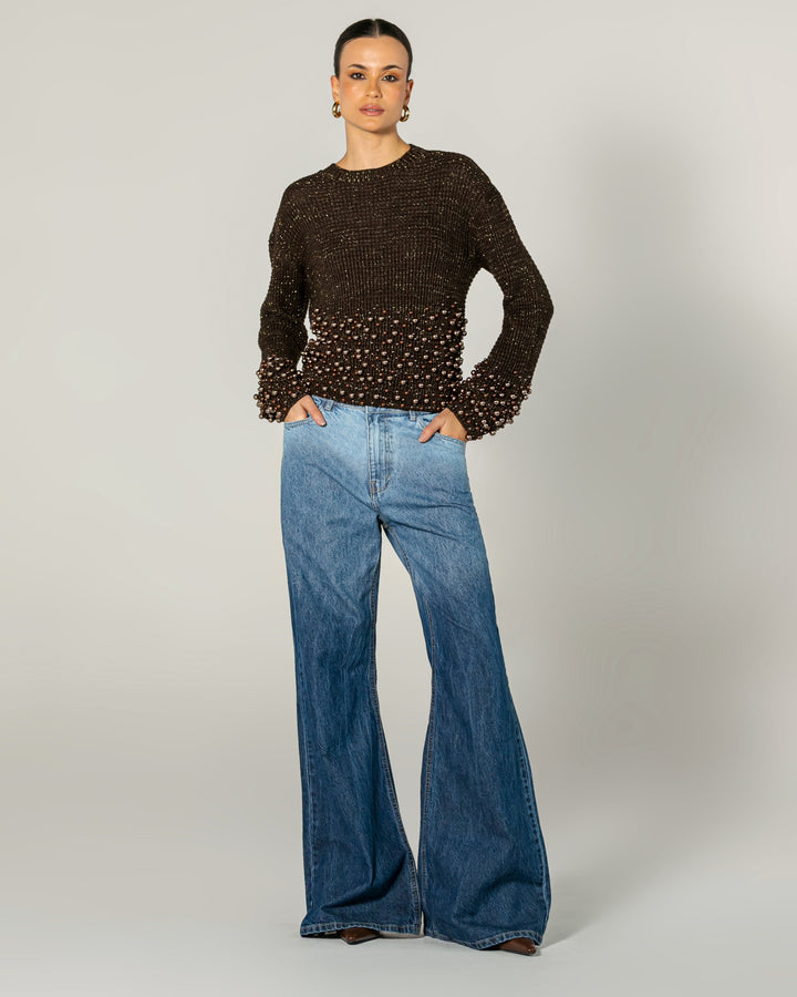 Blusa Tricot Bordado Pérolas