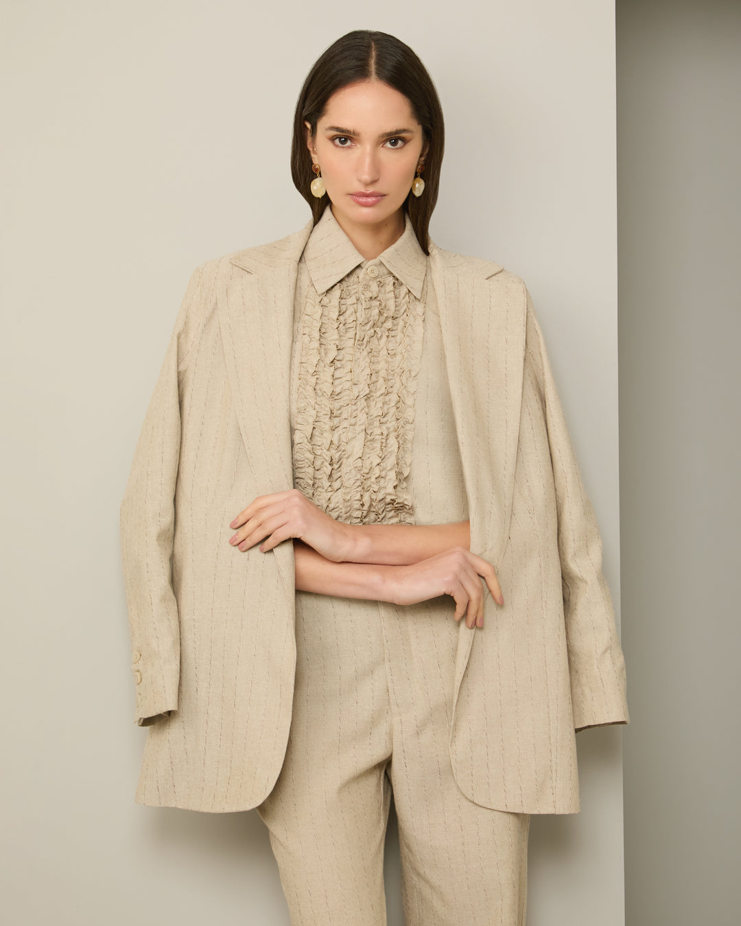Anne Fernandes Blazer+Shirt+Pants Set