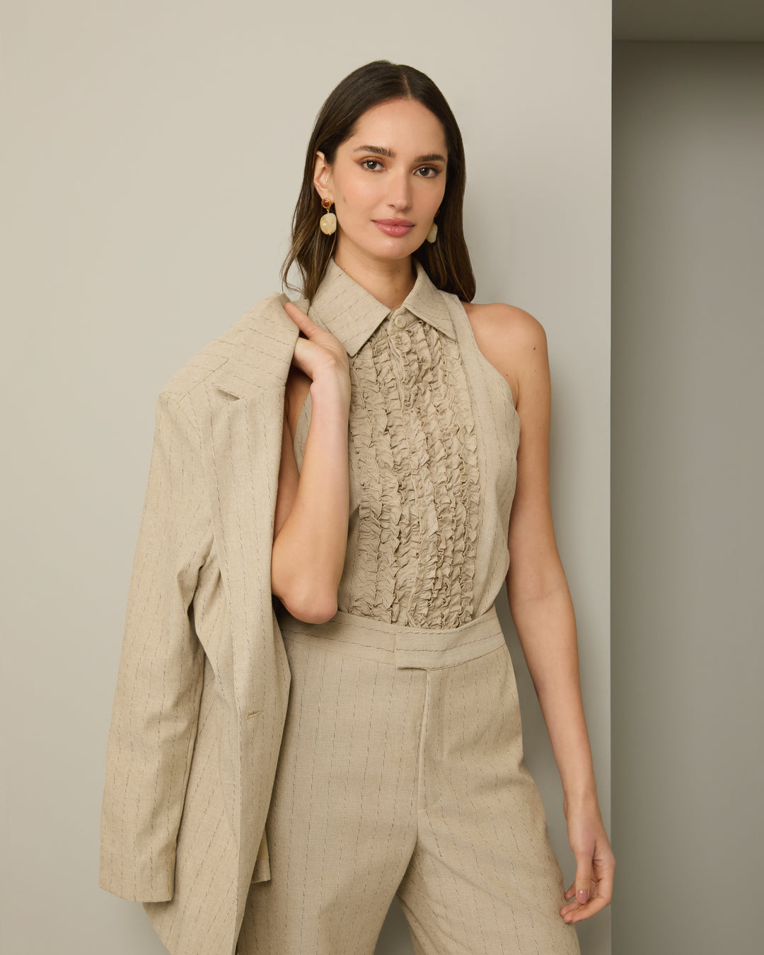 Anne Fernandes Blazer+Shirt+Pants Set