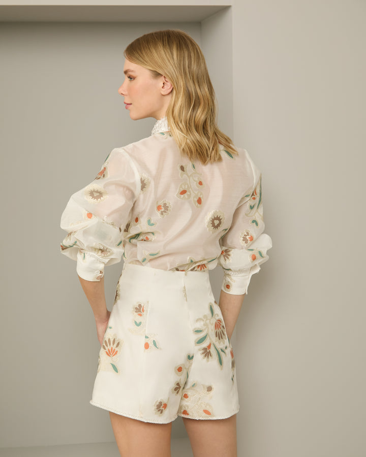 Anne Fernandes Embroidered Shirt+Shorts Set