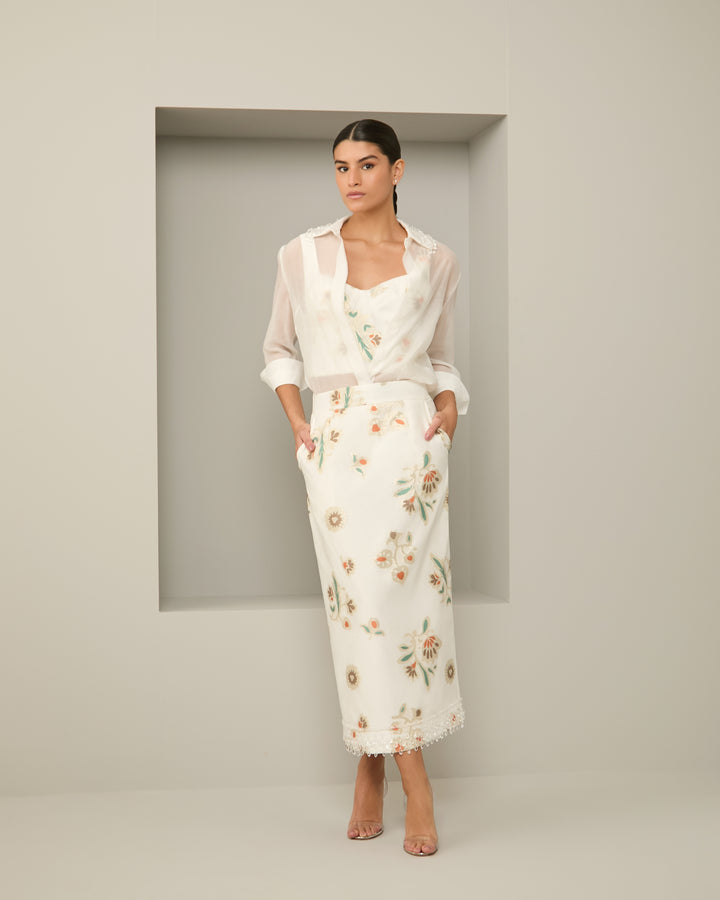 Anne Fernandes Jacquard Midi Skirt+Top Set