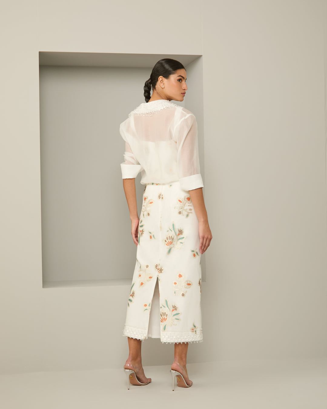 Anne Fernandes Jacquard Midi Skirt+Top Set