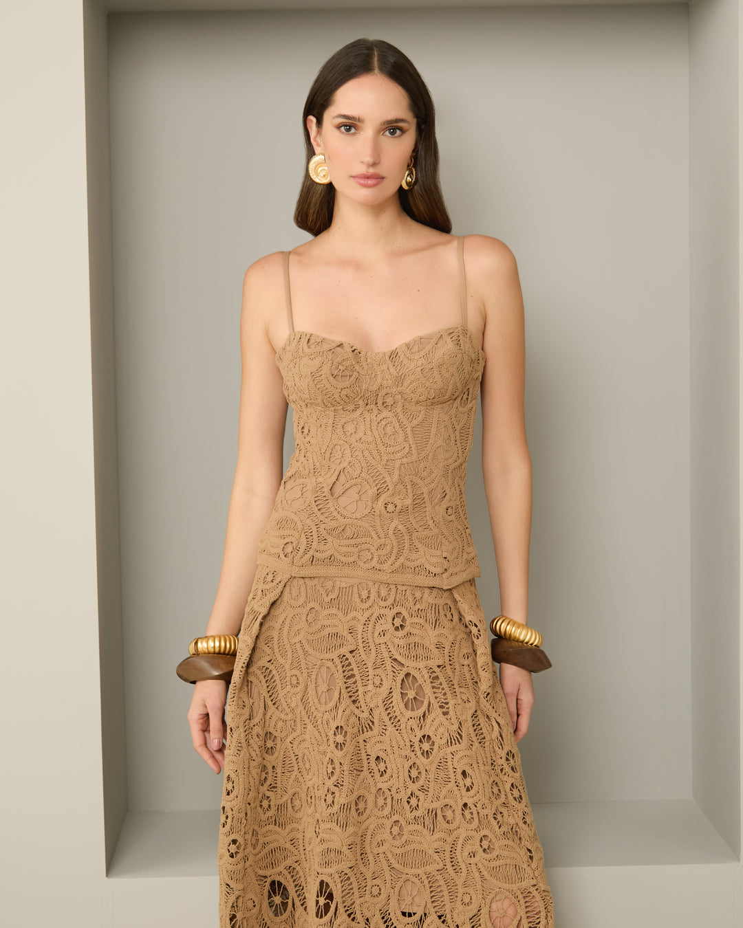 Anne Fernandes Long Lace Crochet Dress
