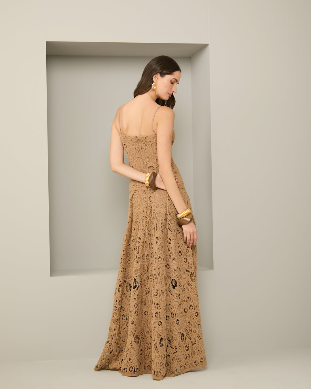 Anne Fernandes Long Lace Crochet Dress