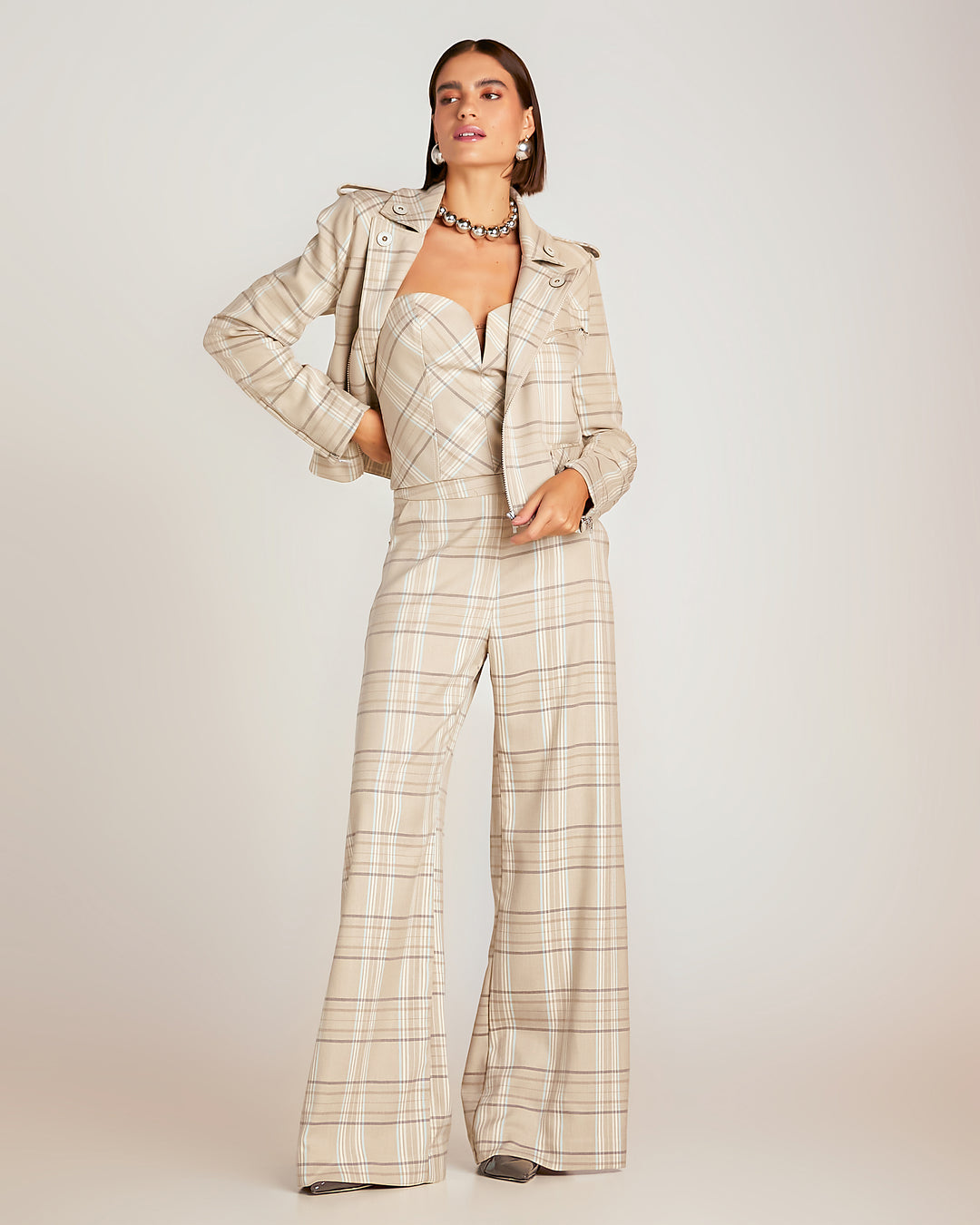 Anne Fernandes Jacket+Cropped Top+Pants Set
