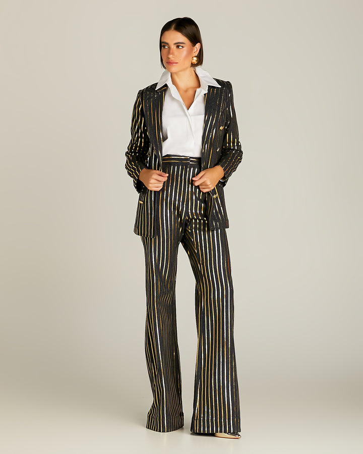 Anne Fernandes Striped Blazer+Pants Set