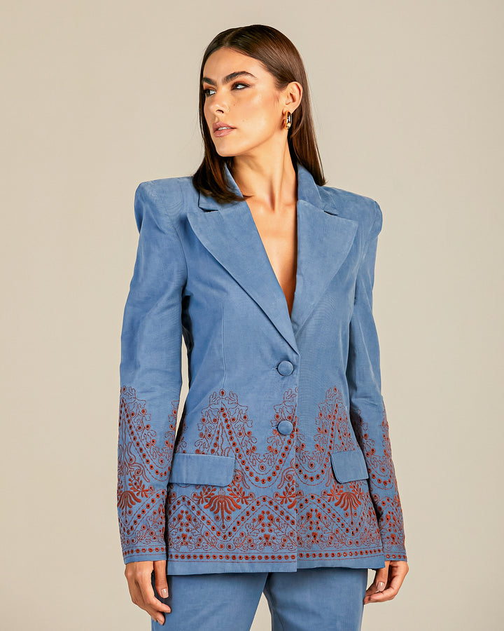 Anne Fernandes Embroidered Blazer+Pants Set