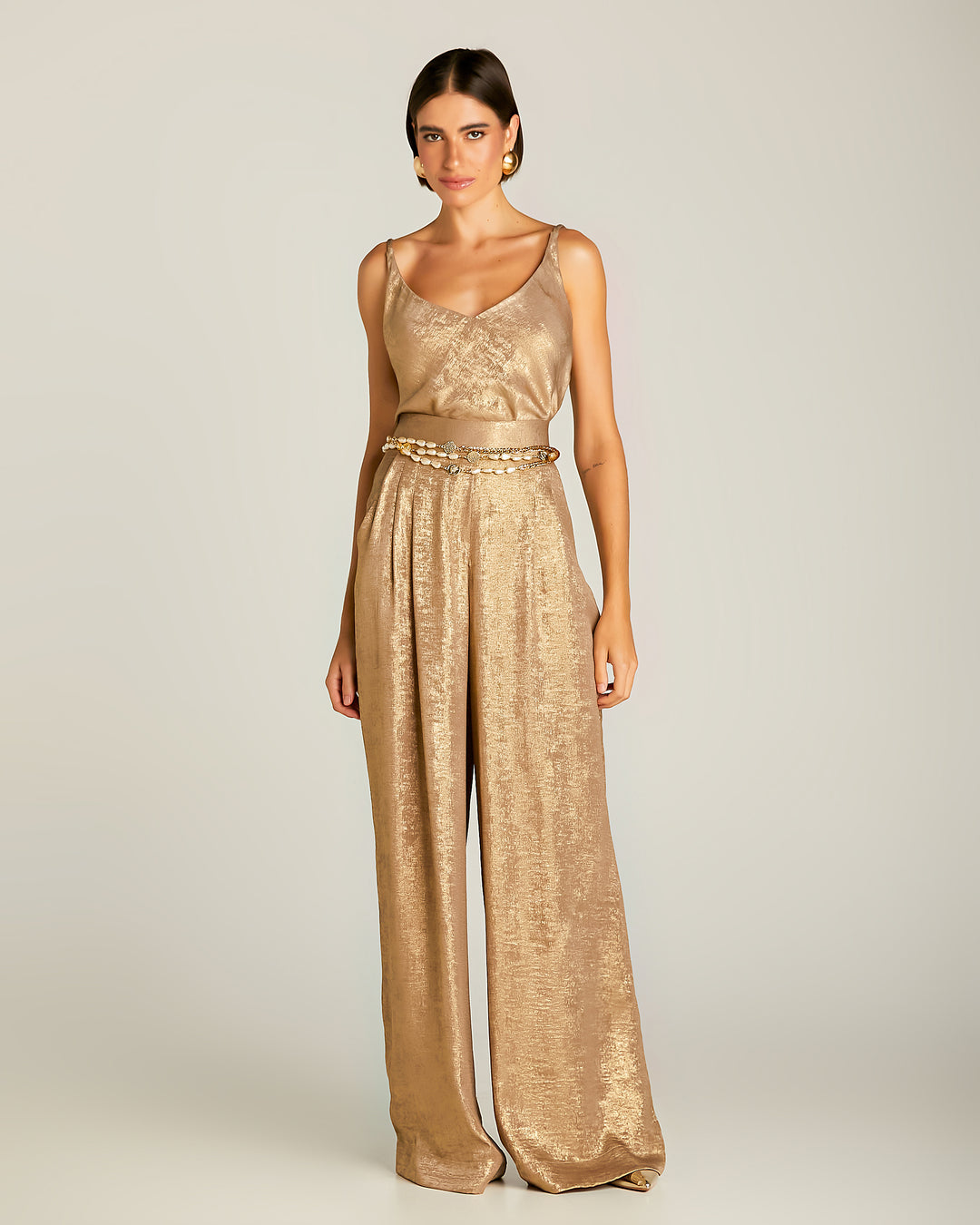 Anne Fernandes Metallic T-Shirt+Pants Set