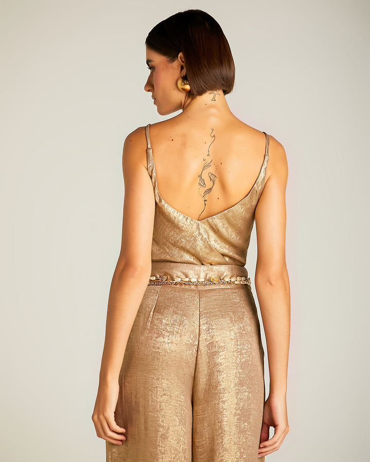 Anne Fernandes Metallic T-Shirt+Pants Set