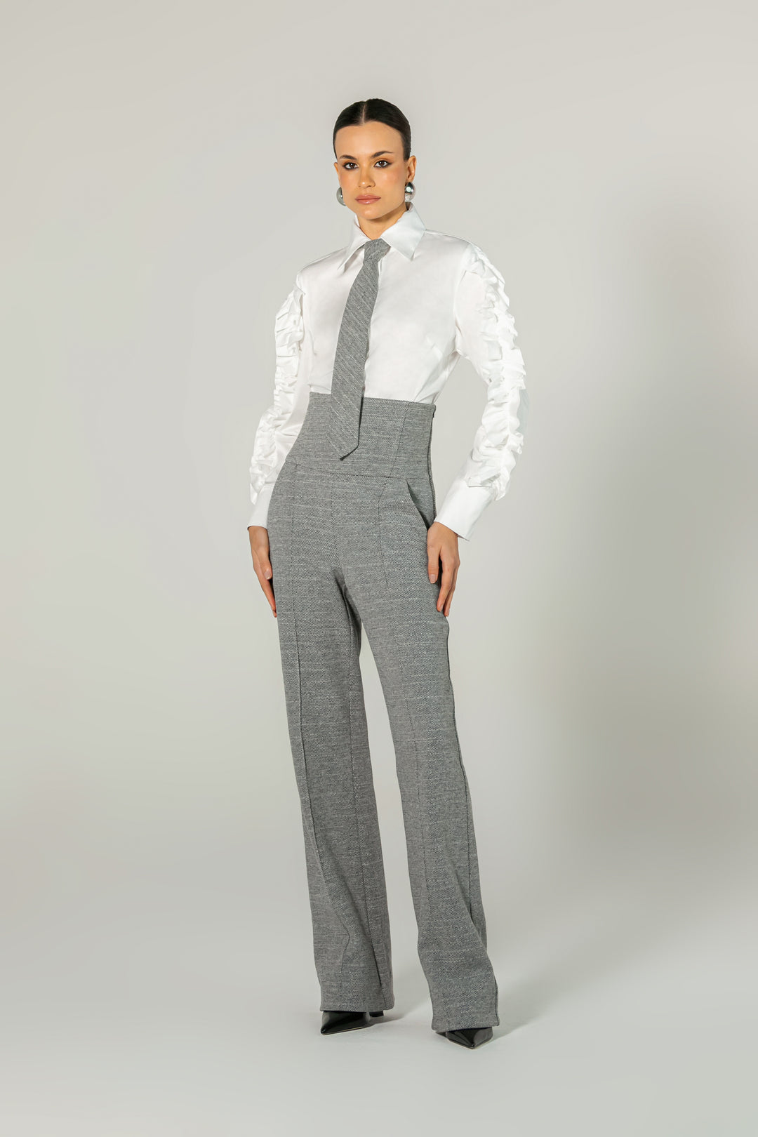 Tie and wide-leg pants set with high waist. MissChicFashion Tie and wide-leg pants set with high waist. MissChicFashion