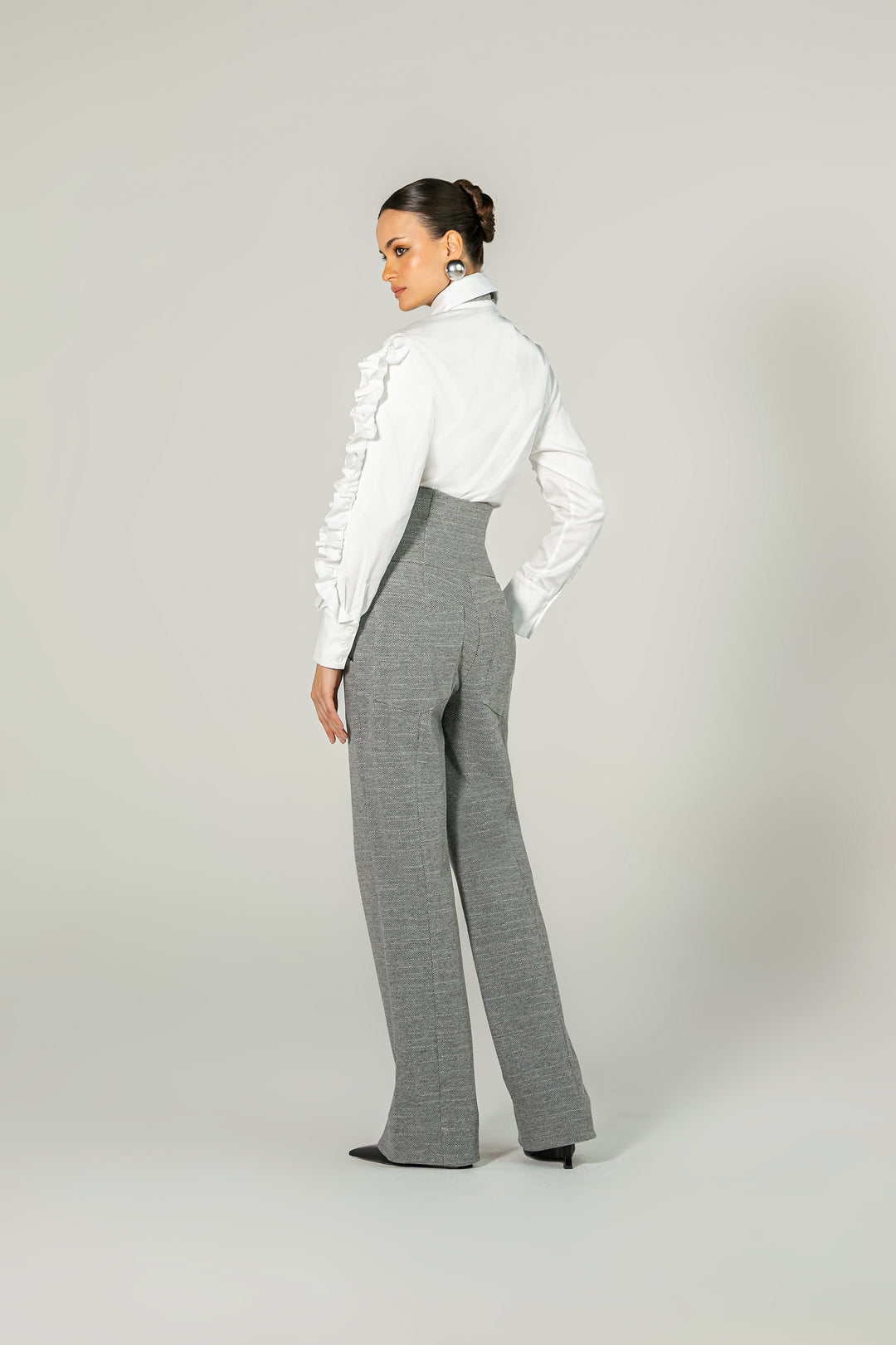 High-waisted wide-leg pants