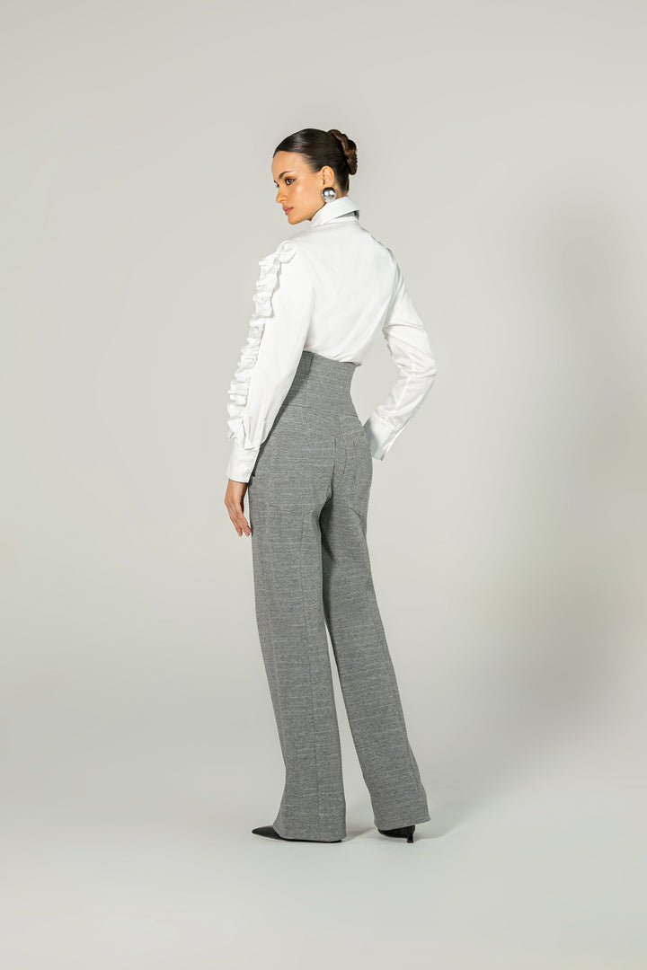High-waisted wide-leg pants
