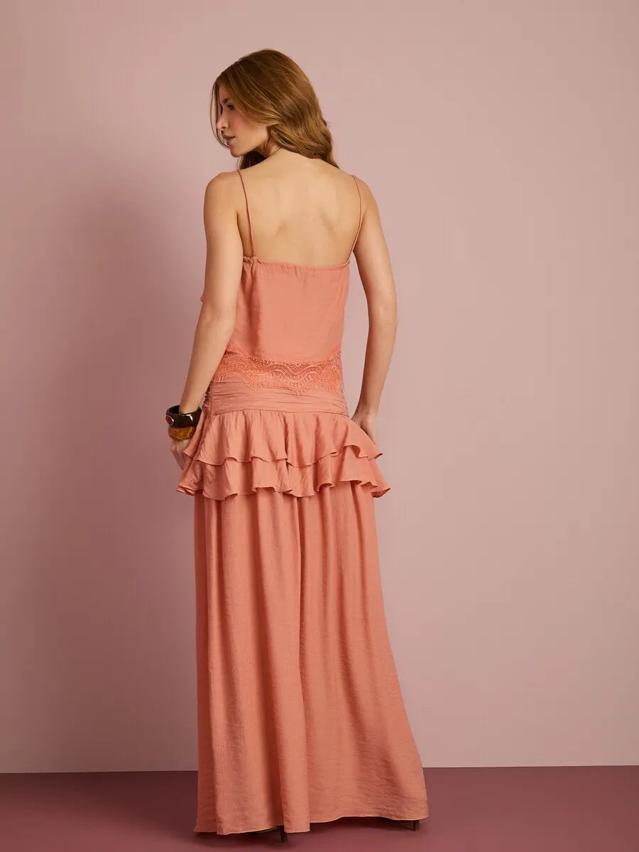 Lace Smock Top + Draped Skirt Set