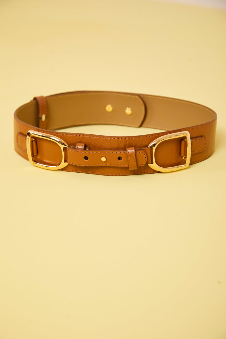Wide Double Buckle Belt