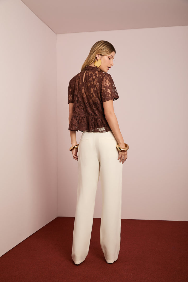 Blusa Peplum Renda Cordonê