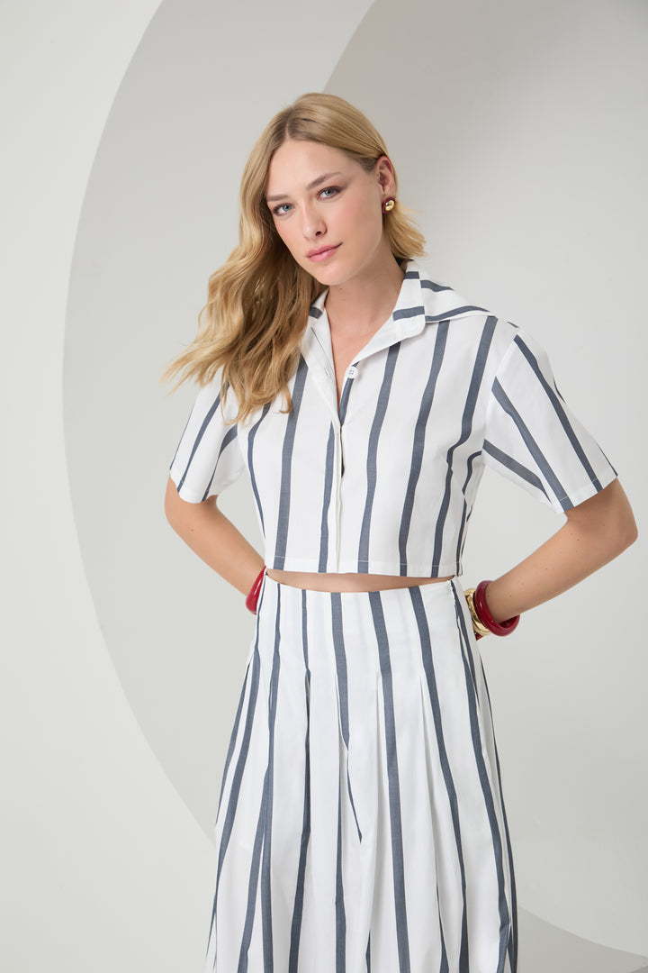 Cropped Shirt+Skirt Set