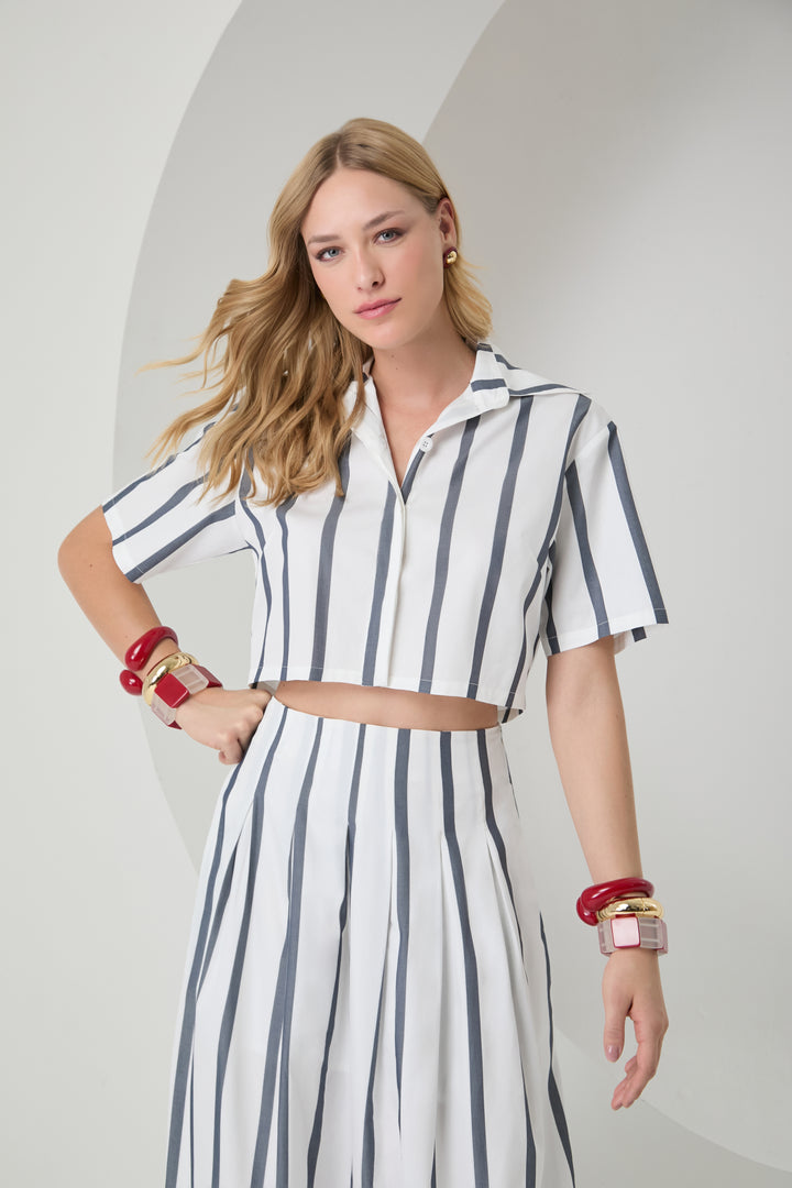 Cropped Shirt+Skirt Set