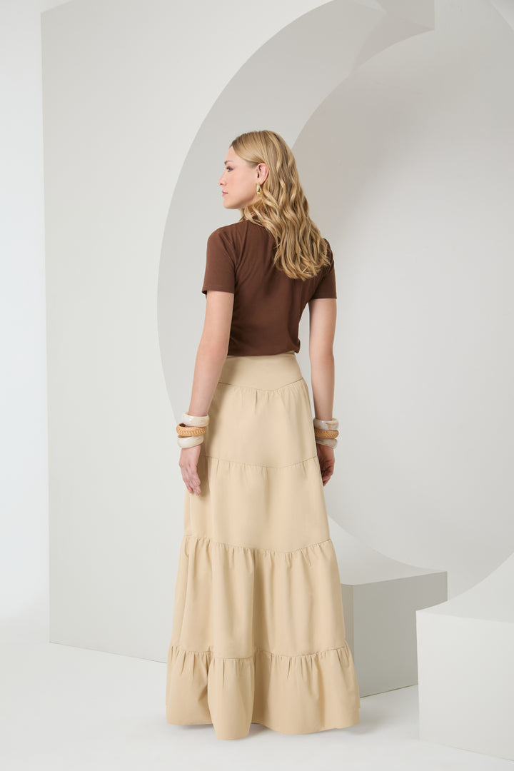 Long Skirt with Ruched Cutouts
