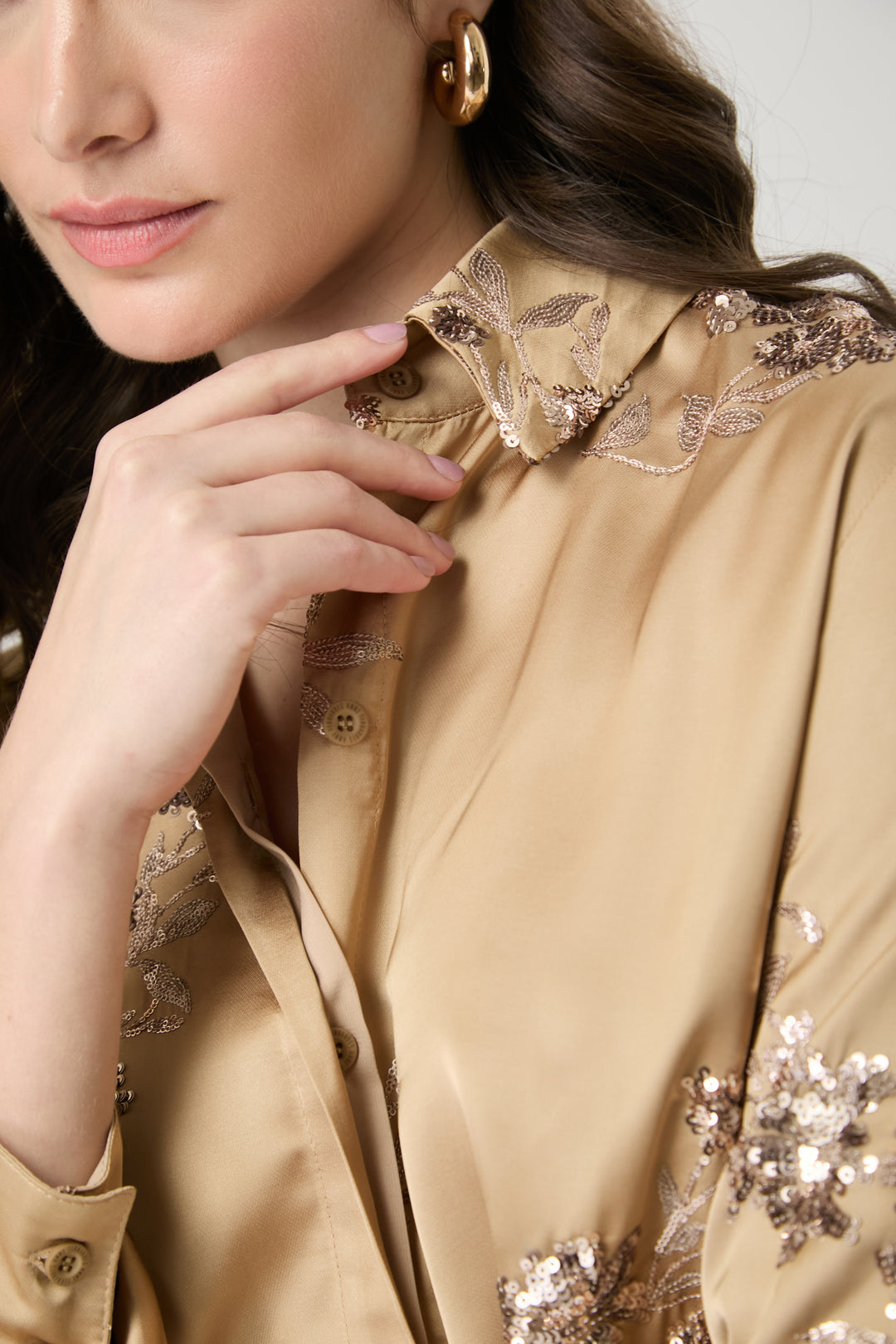 Satin Embroidered Shirt+Pants Set