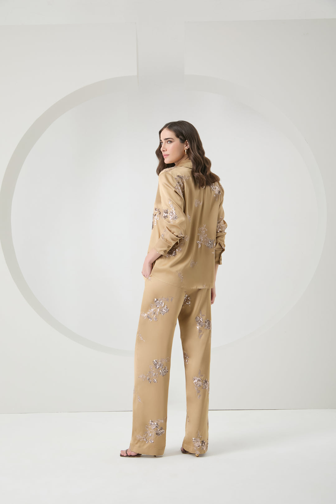Satin Embroidered Shirt+Pants Set