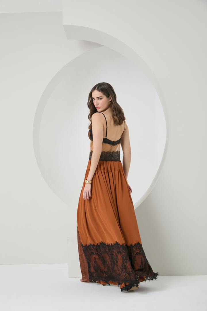 Vestido Longo Patchworck Rendas