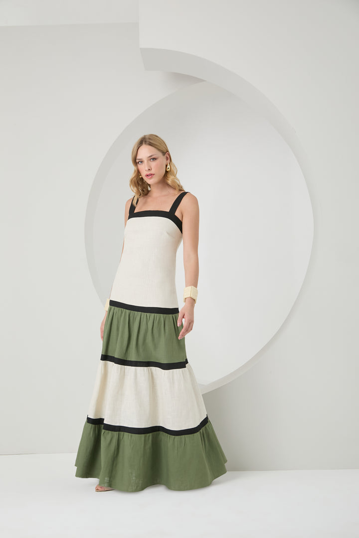 Tricolor Long Dress
