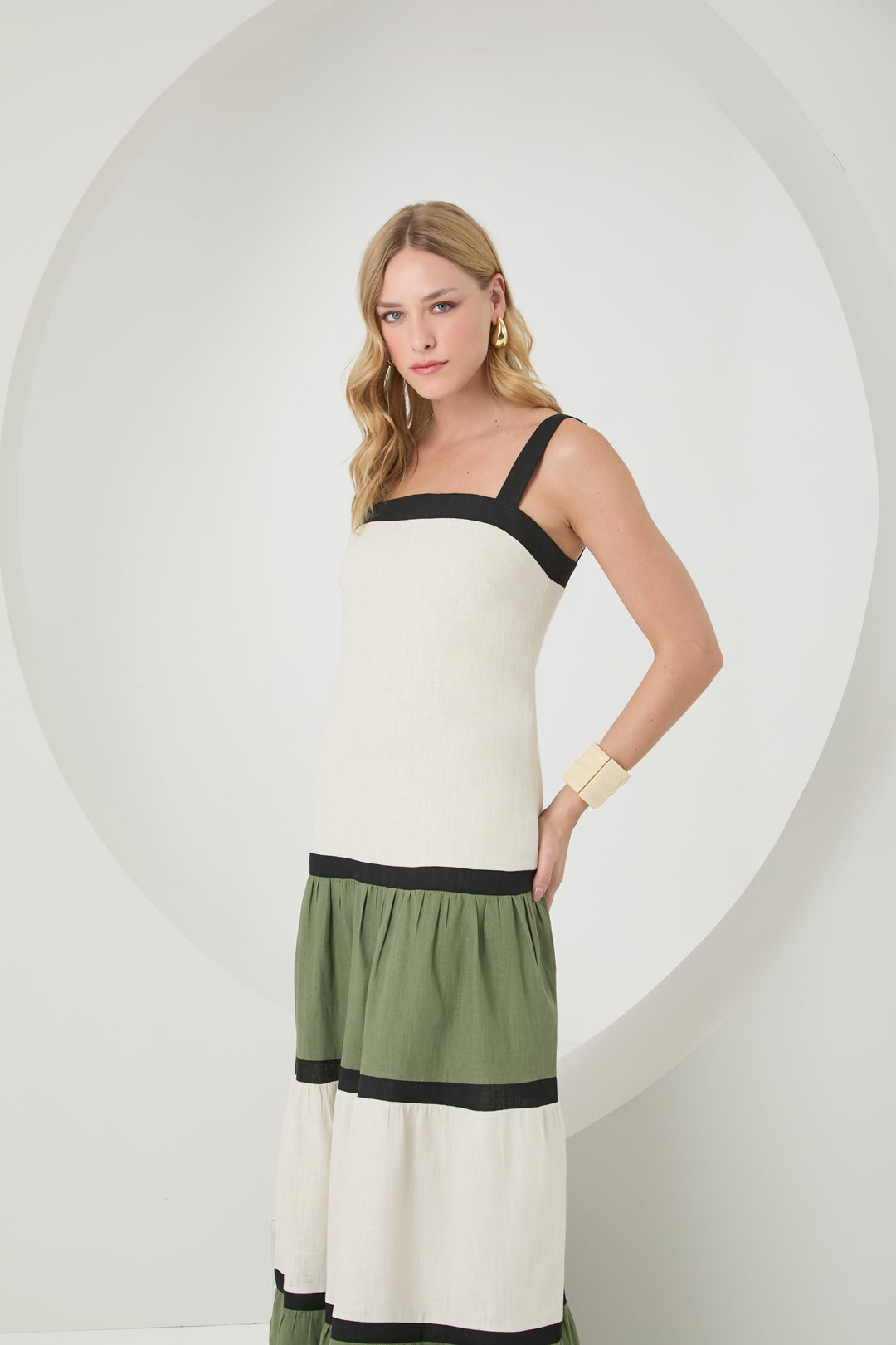 Tricolor Long Dress