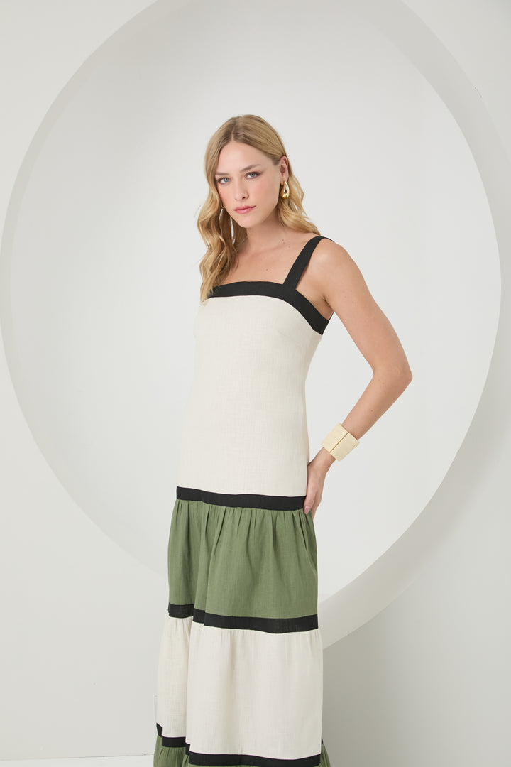Tricolor Long Dress
